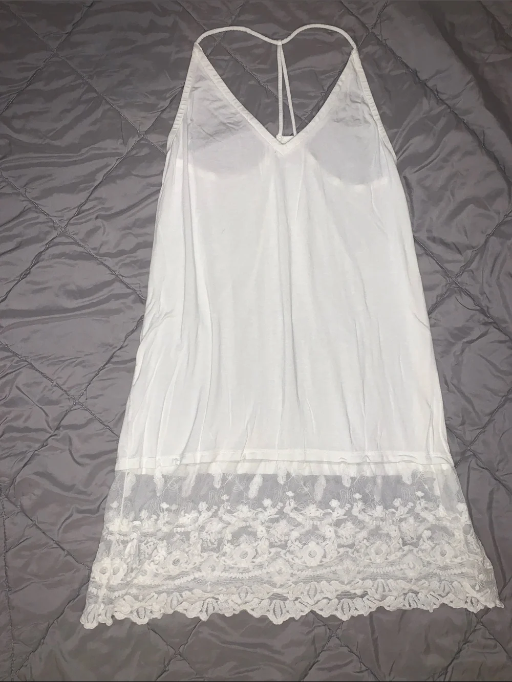 Women's White Lace Hem Slip Dress S